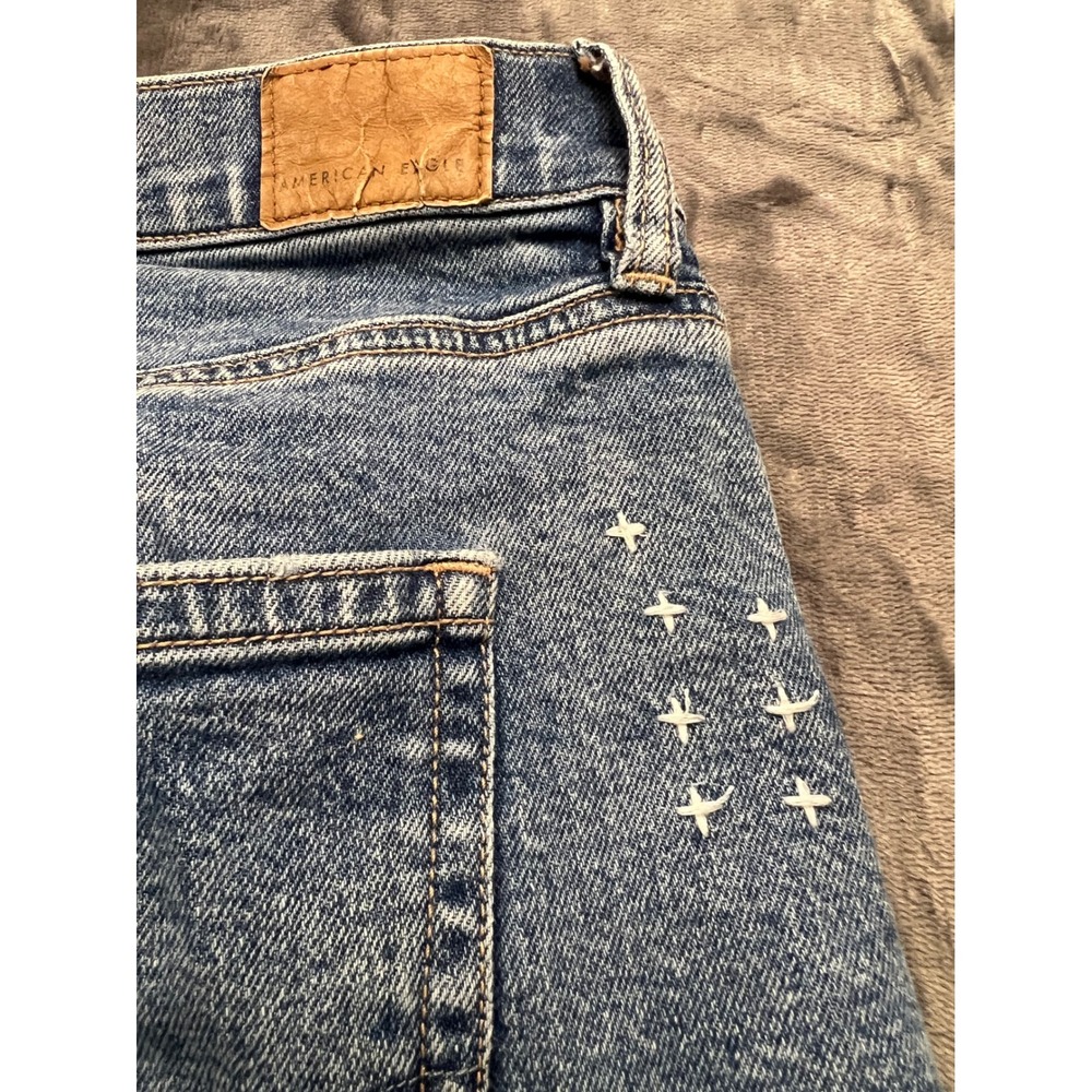 American Eagle Strigid Jeans Womens 18 Blue Excellent Distressed Straight Leg - Picture 10 of 11